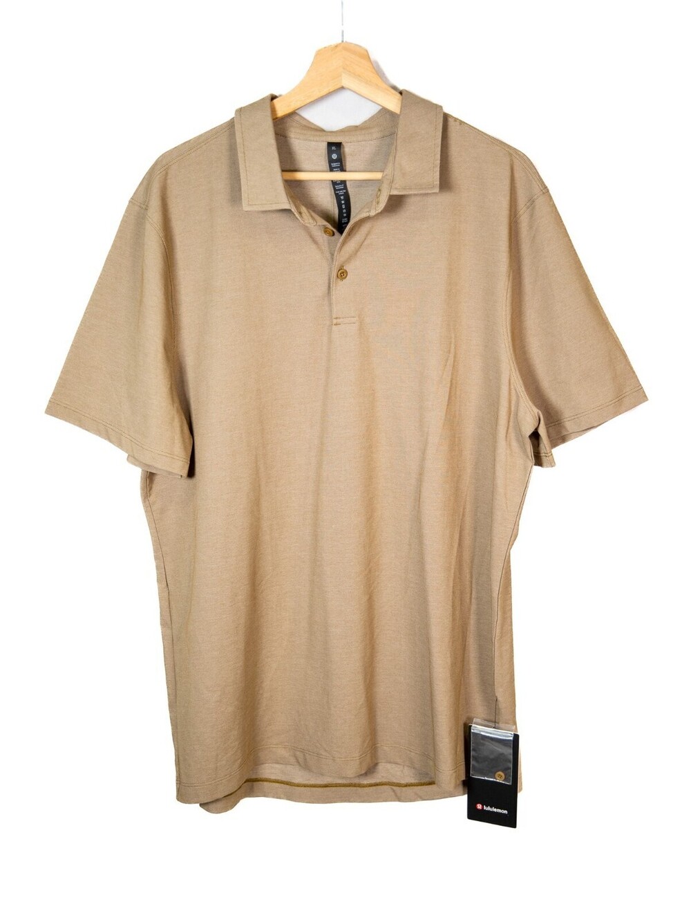 Lululemon Evolution Short-Sleeve Polo Oxford Shirt Beige Men's XL
